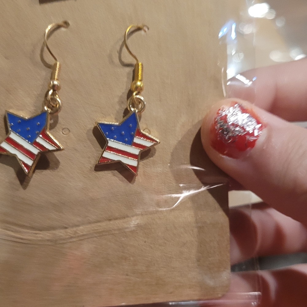 American flag star earrings